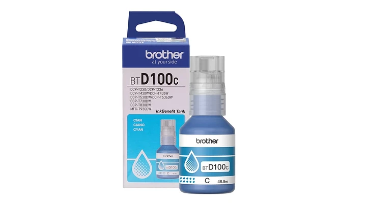 Botella de Tinta Brother BTD100C - Cyan | Para DCP-T230 / DCP-T430W / DCP-T530DW / DCP-T536DW / DCP-T730DW / MFC-T930DW | 5,000 paginas - Panamá