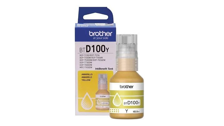 Botella de Tinta Brother BTD100Y - Yellow | Para DCP-T230 / DCP-T430W / DCP-T530DW / DCP-T536DW / DCP-T730DW / MFC-T930DW | 5,000 paginas - Panamá