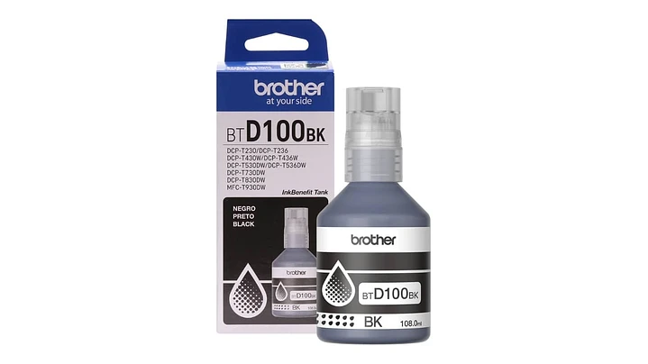 Botella de Tinta Brother BTD100BK - Negro | Para DCP-T230 / DCP-T430W / DCP-T530DW / DCP-T536DW / DCP-T730DW / MFC-T930DW | 7,500 paginas - Panamá