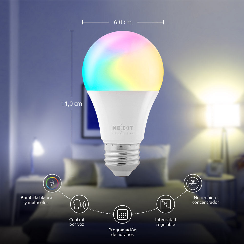 Bombillo LED inteligente Wi-Fi 110V A19 - NHB-C110 4PK - Multicolor - Panamá