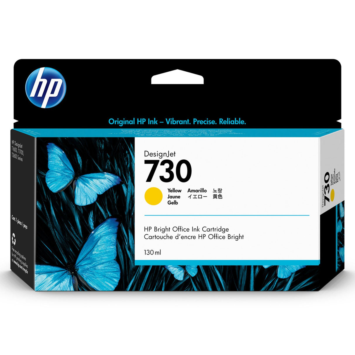 Cartucho de tinta HP Designjet 730 Amarillo de 130 ml | Para HP DesignJet T1600/ T1700/ T2600 - Panamá