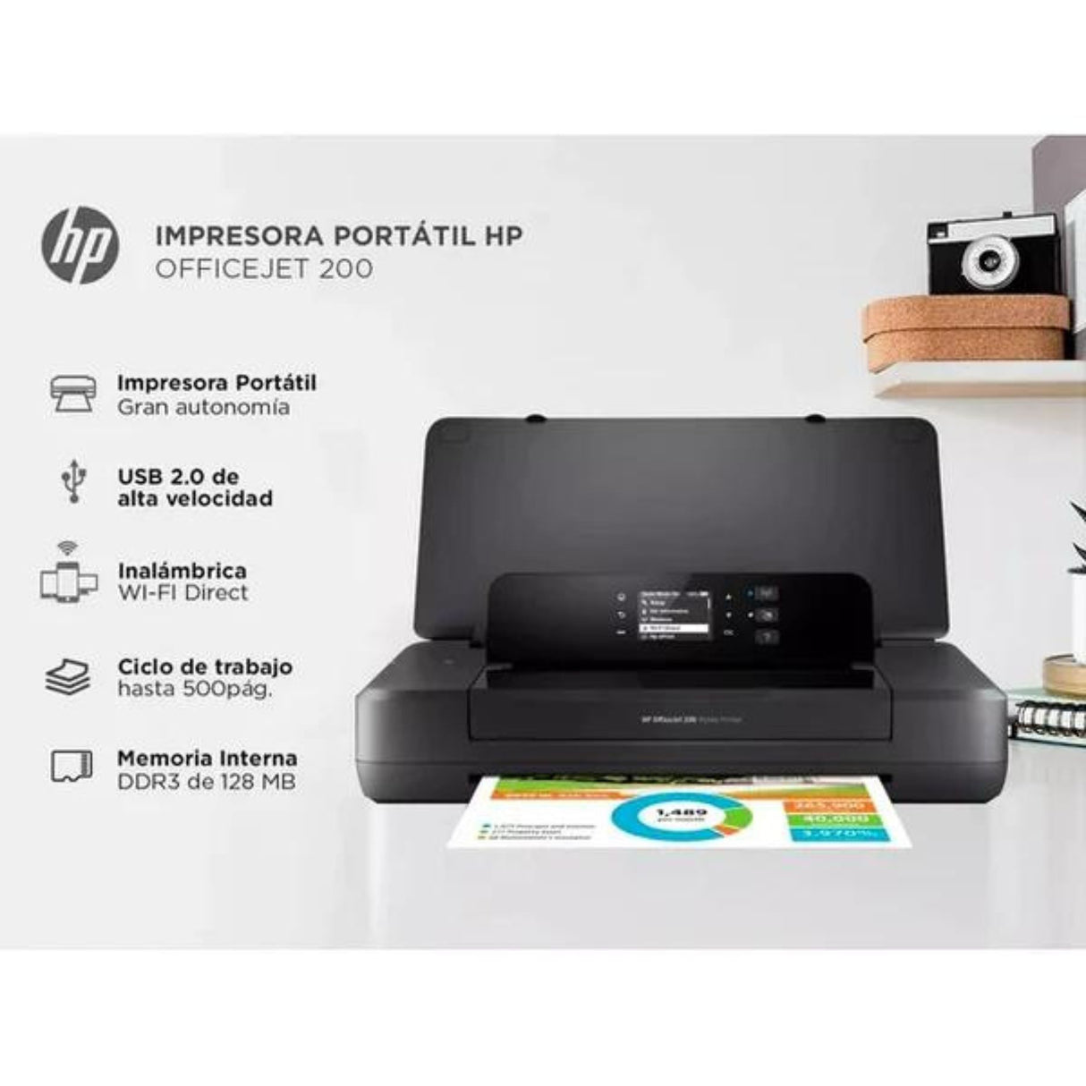 HP OfficeJet 200: Impresora Portatil Hp inalámbrica para imprimir en cualquier lugar | 10 ppm Negro / 7 ppm Color - Panamá