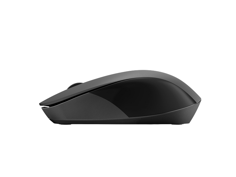 Mouse inalámbrico HP 150 negro, perfil lateral