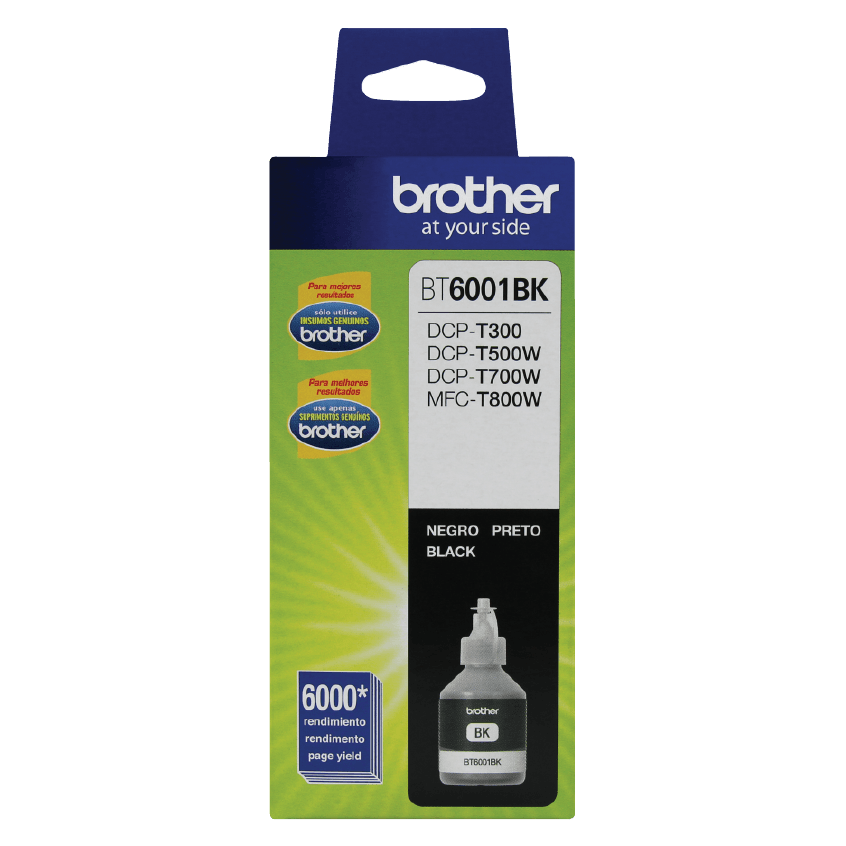 Botella de Tinta Brother BT6001BK - Negro | Para DCP-T300 / T500W / T700W / MFC-T800W | 6,000 Páginas - Panamá