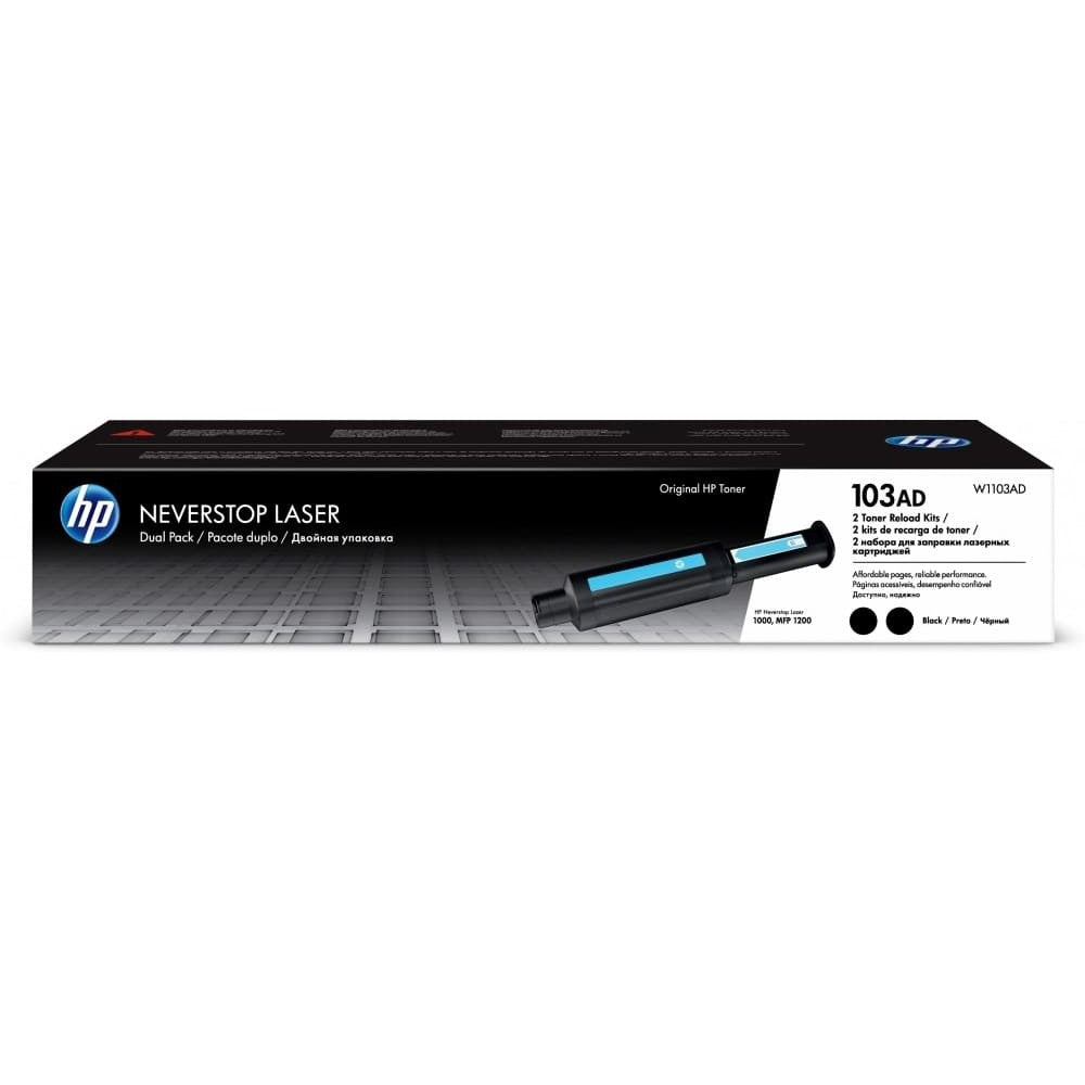 Kit Doble de recarga de toner HP Laser 103AD negro (W1103AD) - Para Neverstop Laser 1020 / 1020nw / 1000n / 1200n - Panamá