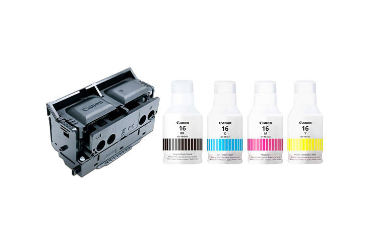 Kit de Botellas de tinta GI-16 Negro Cyan Magenta y Amarillo + Cabezal PH-S para Maxify GX 4010 | 5010 | 6010 | 7010 - Panamá