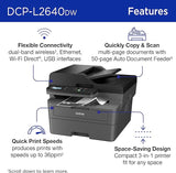 Impresora Laser Brother DCP-L2640DW | inalámbrica monocromática con copia y escaneo, dúplex, móvil, blanco y negro