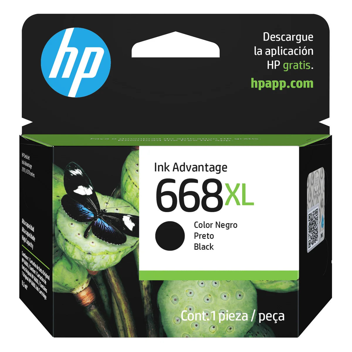Tinta HP 668XL Negro Original - 7FP39VL | Deskjet Ink Advantage 2975/4370 | 400 Páginas