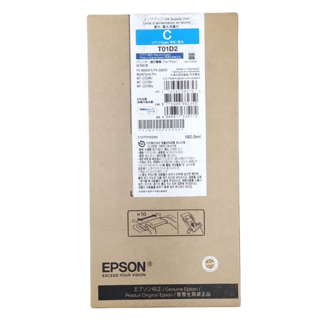 Tinta Epson - T01D200 - T01D2 Cian | WorkForce Pro WF-C529R / WF-C579R / WF-C579Ra / PX-M880FX / PX-S880X