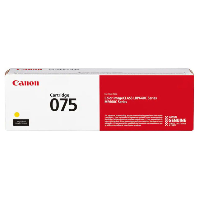Toner Canon 075 Yellow | Para imageCLASS MF665Cdw / LBP646Cdw / LBP647Cdw / MF663Cdw / MF662Cdw  | 1,300 páginas