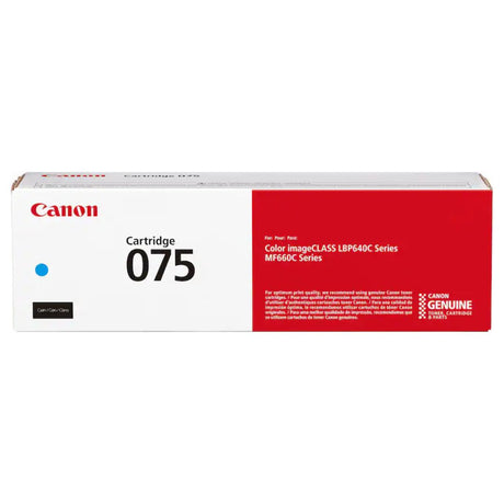 Toner Canon 075 Cyan | Para imageCLASS MF665Cdw / LBP646Cdw / LBP647Cdw / MF663Cdw / MF662Cdw  | 1,300 páginas