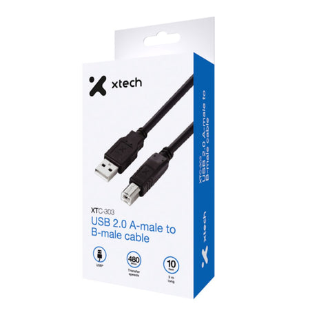 Cable Usb 2.0 Macho A-Macho B  Xtech 10 Pies  | Xtech Xtc-303
