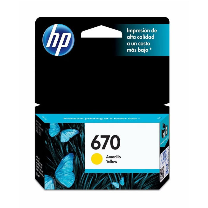 Tinta HP 670 Amarillo - CZ116AL | Para DeskJet Ink Advantage 3525 / 4615 / 4625 / 5525