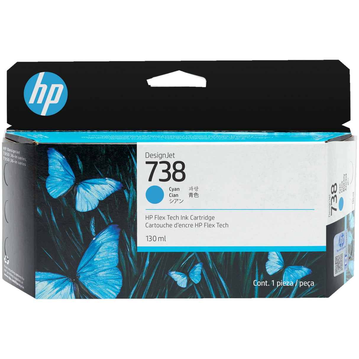 Tinta Hp 738 Cyan - 130 ml - 498N5A - Hp Designjet T850