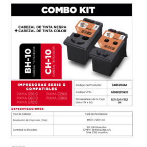 Cabezal Canon G2160 / G3160 / G2170 / G3170 | BH-10 + CH-10 | BH10 CH10 | 3418C004AA - Panamá
