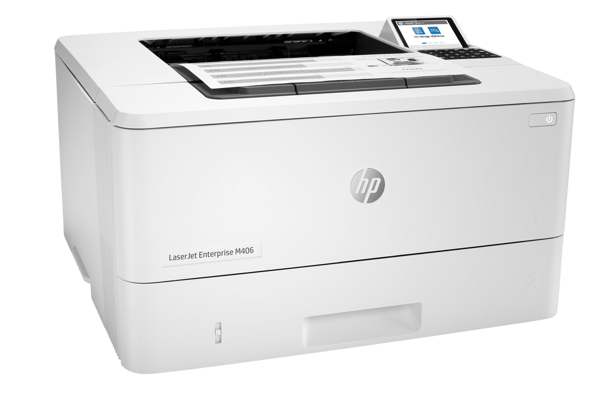 Vista lateral derecha de la impresora HP LaserJet Enterprise M406dn
