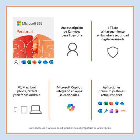 Licencia Microsoft Office 365 Personal Suscripción de 12 Meses | SA052MSR00 - Panamá