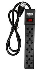 Regleta Forza PS-001B negra, seis tomas universales con cable y enchufe
