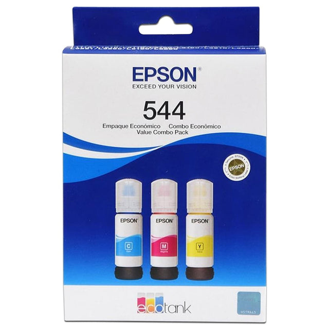 Tinta Epson 544 Original – Combo x 3 Colores (Cian, Magenta, Amarillo) para Ecotank L1210, L3110, L3250 y más - Panamá