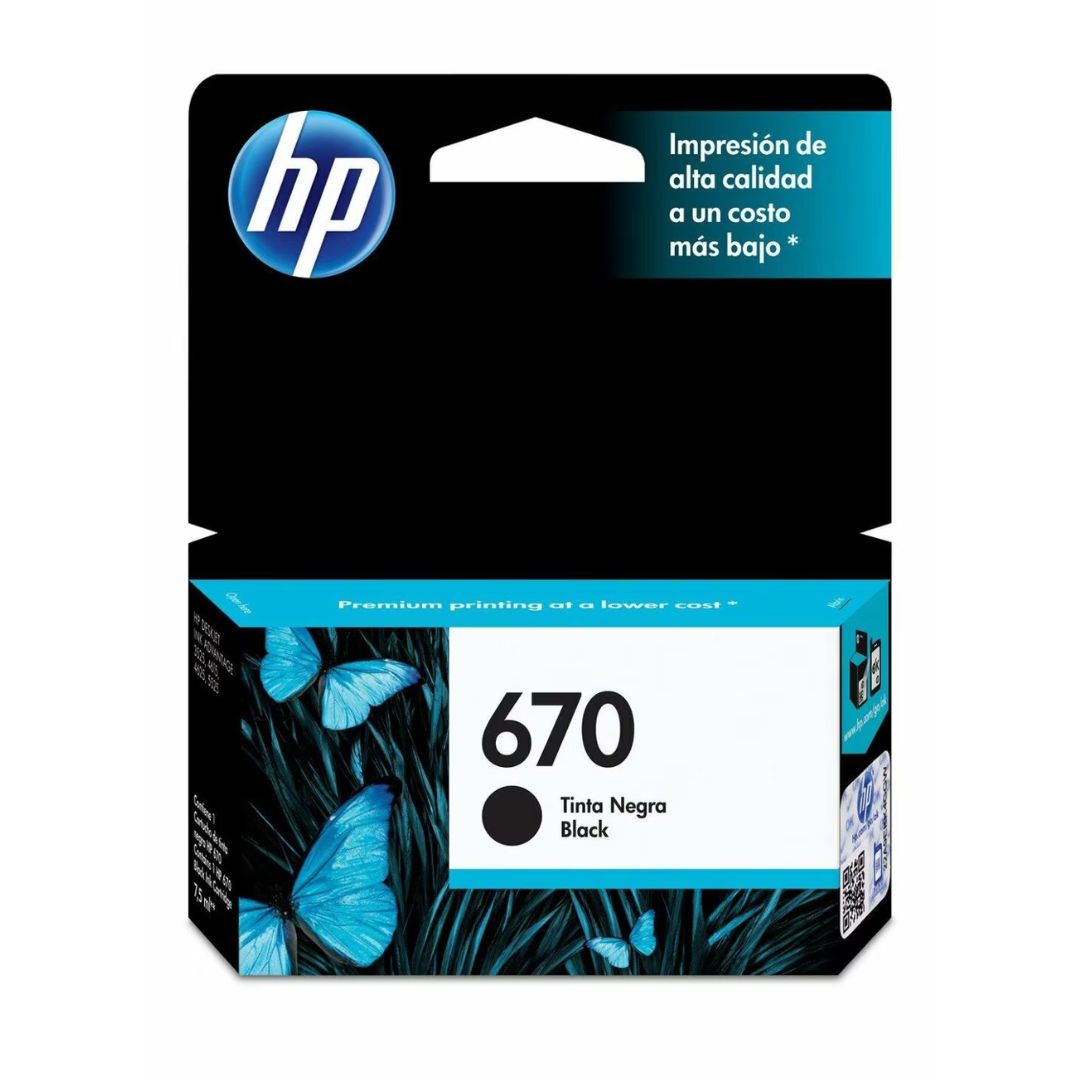 Tinta HP 670 Negra - CZ113AL | Para DeskJet Ink Advantage 3525 / 4615 / 4625 / 5525 - Panamá