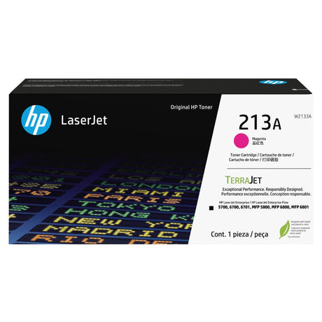 Toner Hp W2133A | Magenta 213A | Para LaserJet Enterprise 5700 / 6700 / 6701 / MFP 5800 / MFP 6800 / MFP 6801 | 3,000 páginas - Panamá