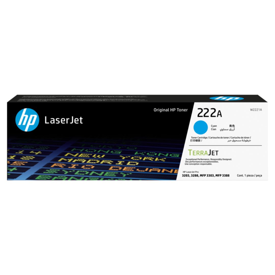 Toner Hp W2221A | Cyan 222A | Para Color LaserJet Pro 3303fdw / 3303dw / 3203dn | 1,200 páginas - Panamá