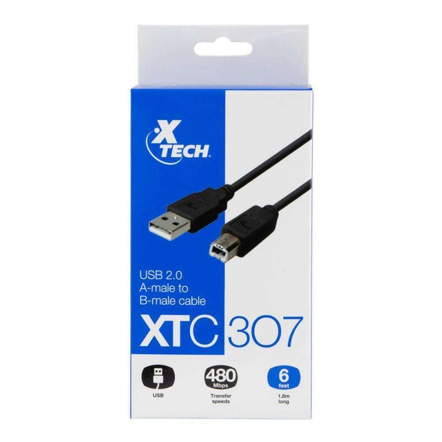 Cable USB 2.0 Macho A-Macho B XTECH 6 pies XTC-307 | XTECH XTC-307