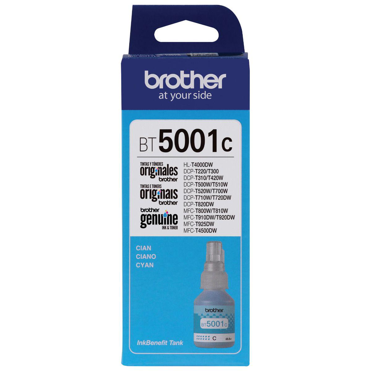 Botella de Tinta Brother BT5001C - Cyan | Para DCP-T500W / DCP-T510W / DCP-T700W / DCP-T710W / DCP-T720DW / MFC-T910W / MFC-T800W / MFC-T920DW / MFC-T4500DW | 5,000 paginas - Panamá
