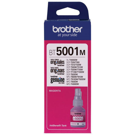 Botella de Tinta Brother BT5001M - Magenta | Para DCP-T500W / DCP-T510W / DCP-T700W / DCP-T710W / DCP-T720DW / MFC-T910W / MFC-T800W / MFC-T920DW / MFC-T4500DW | 5,000 paginas - Panamá