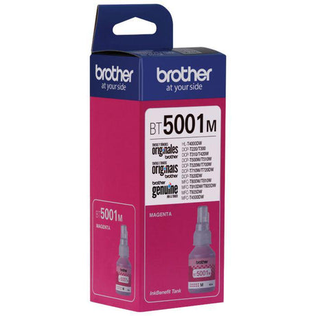 Botella de Tinta Brother BT5001M - Magenta | Para DCP-T500W / DCP-T510W / DCP-T700W / DCP-T710W / DCP-T720DW / MFC-T910W / MFC-T800W / MFC-T920DW / MFC-T4500DW | 5,000 paginas - Panamá