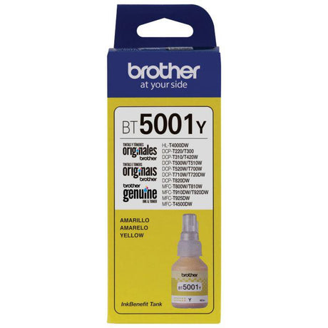 Botella de Tinta Brother BT5001Y - Yellow | Para DCP-T500W / DCP-T510W / DCP-T700W / DCP-T710W / DCP-T720DW /MFC-T910W / MFC-T800W / MFC-T920DW / MFC-T4500DW | 5,000 paginas - Panamá