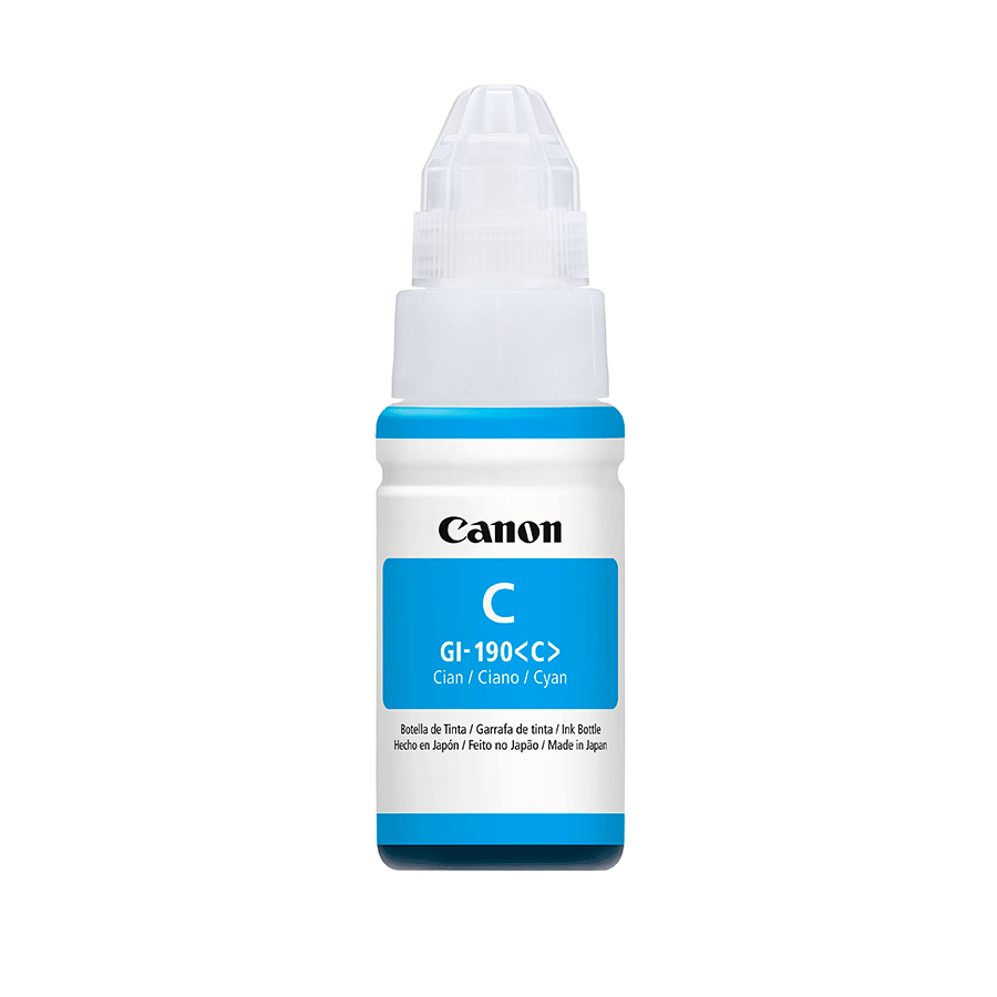 Botella de Tinta Canon GI-190 Cyan | Para Pixma G2110 / G3110 / G4100 / G4110 | 7,000 páginas - Panamá
