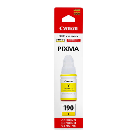 Botella de Tinta Canon GI-190 Yellow | Para Pixma G2110 / G3110 / G4100 / G4110 | 7,000 páginas - Panamá