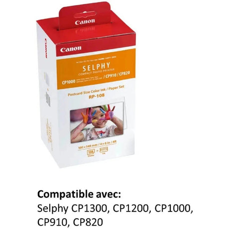 Canon RP-108: Kit de Tinta y Papel Foto de Alta Capacidad para SELPHY - Panamá