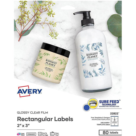 Etiqueta Avery Rectangular para impresoras Láser InkJet- Cristal Transparente Brillante - Panamá