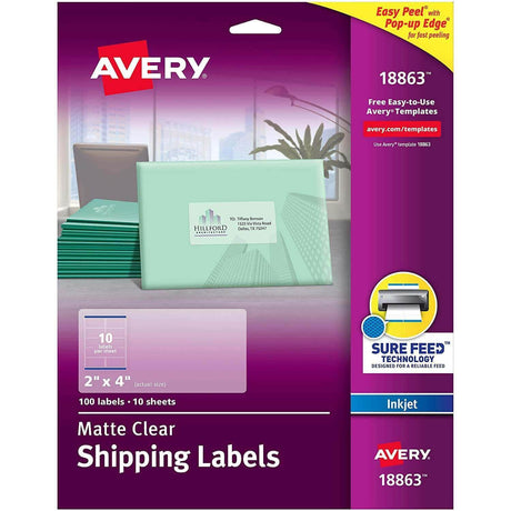 Etiquetas de Envío Avery para impresoras InkJet- Matte Clear - 18863 - Panamá