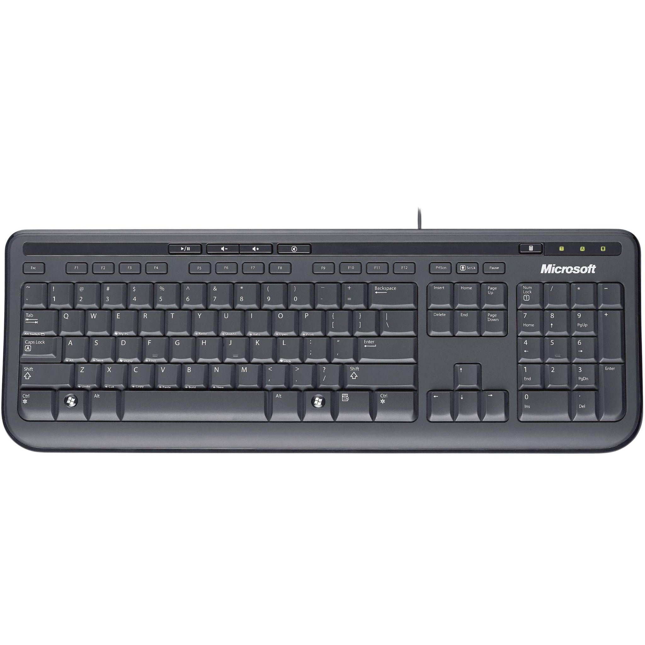 Teclado Microsoft 600, Alámbrico, USB, Negro (Español) - Panamá