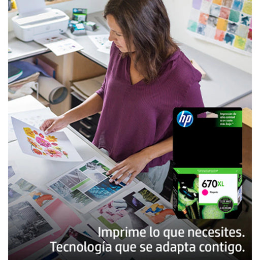 Tinta HP 670 XL-MAGENTA-Alto Rendimiento -  CZ119AL