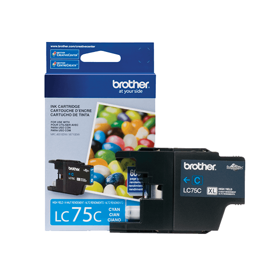 Tinta Brother LC 75 C- XL-Cyan | Para MFC-J425W / MFC-J430W / MFC-J625DW / MFC-J835DW - Panamá