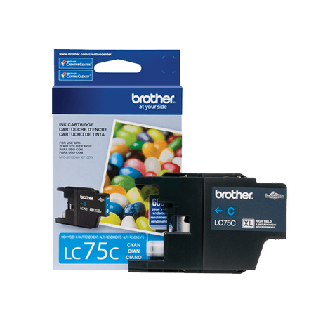 Tinta Brother LC 75 C- XL-Cyan | Para MFC-J425W / MFC-J430W / MFC-J625DW / MFC-J835DW - Panamá