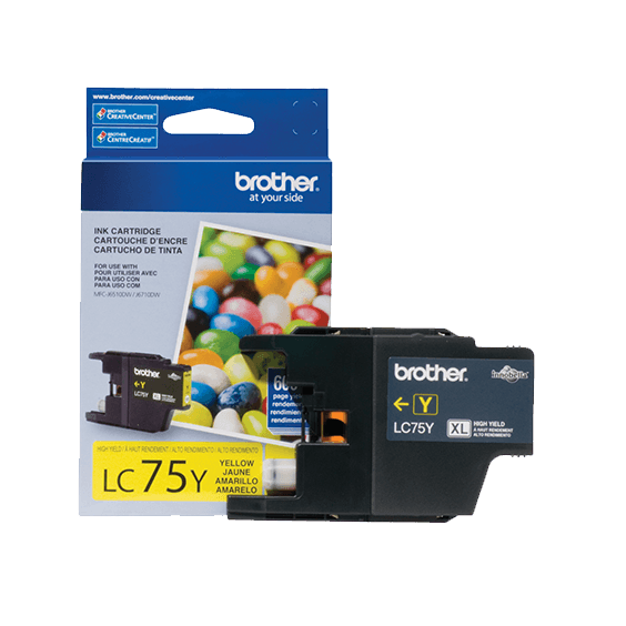 Tinta Brother LC 75 Y- XL-Amarillo | Para MFC-J425W / MFC-J430W / MFC-J625DW / MFC-J835DW - Panamá