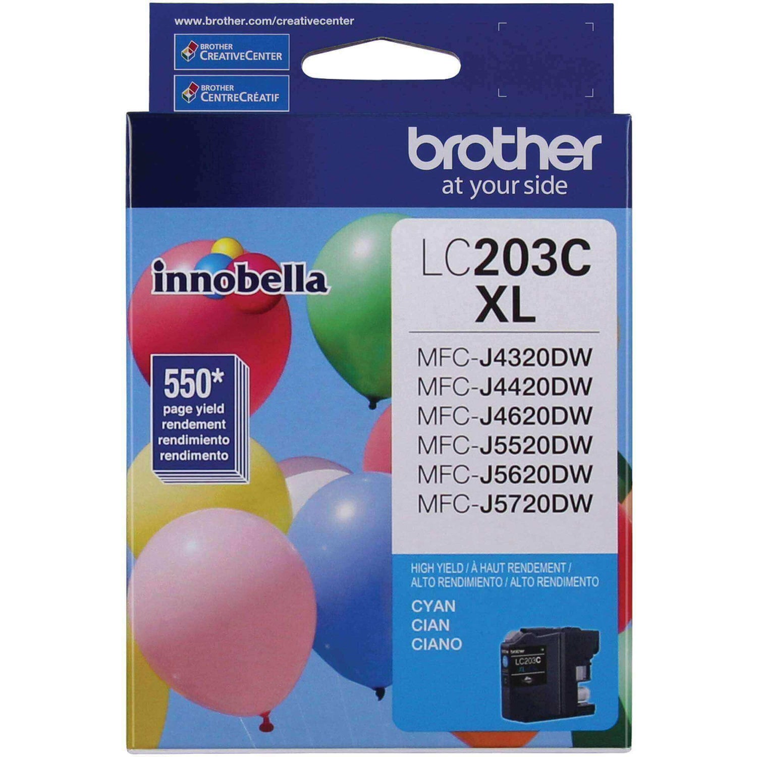 Tinta Brother LC203C - Cyan | Para MFC-J480DW / MFC-J485DW / MFC-J5520DW / MFC-J5620DW / MFC-J5720DW / MFC-J880DW / MFC-J885DW | 550 páginas - Panamá