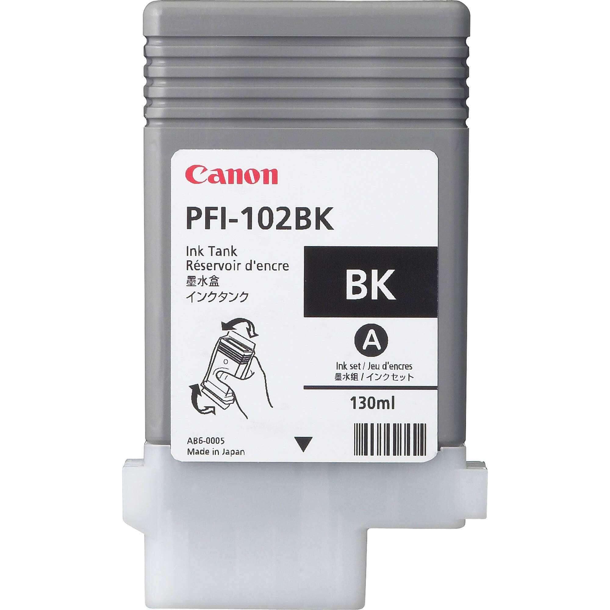 Tinta Canon PFI-102BK- Negro | Para imagePROGRAF IPF500 / IPF600 / IPF700 / IPF710 / IPF720 / IPF750 / IPF755 / IPF760 / IPF765 - Panamá