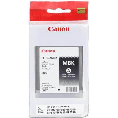 Tinta Canon PFI-102MBK | Negro Matte | Para imagePROGRAF IPF500 / IPF600 / IPF700 / IPF710 / IPF720 / IPF750 / IPF755 / IPF760 / IPF765 (LIquidación) - Panamá