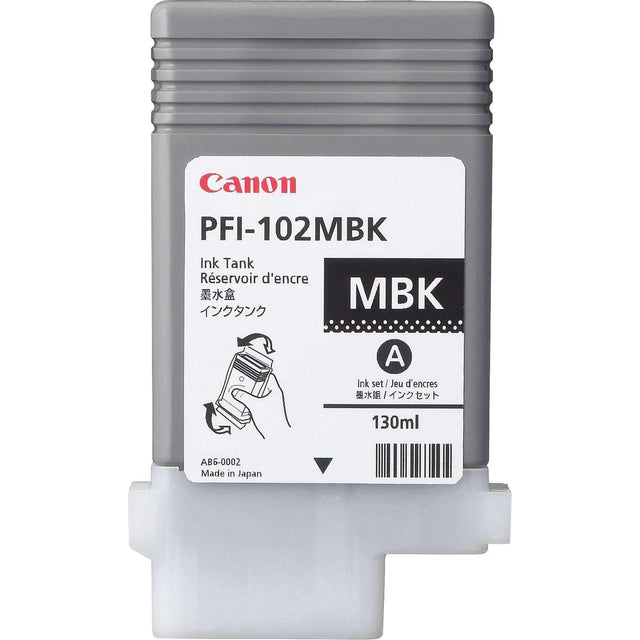 Tinta Canon PFI-102MBK | Negro Matte | Para imagePROGRAF IPF500 / IPF600 / IPF700 / IPF710 / IPF720 / IPF750 / IPF755 / IPF760 / IPF765 (LIquidación) - Panamá