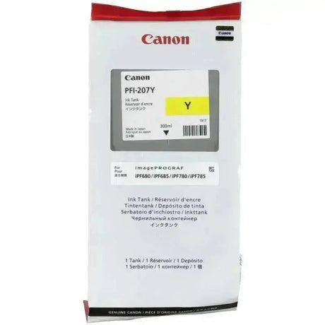 Tinta Canon Pfi-207Y-Amarillo | Para imagePROGRAF iPF680 / iPF685 / iPF785 / iPF670 / iPF770 / iPF780 - Panamá