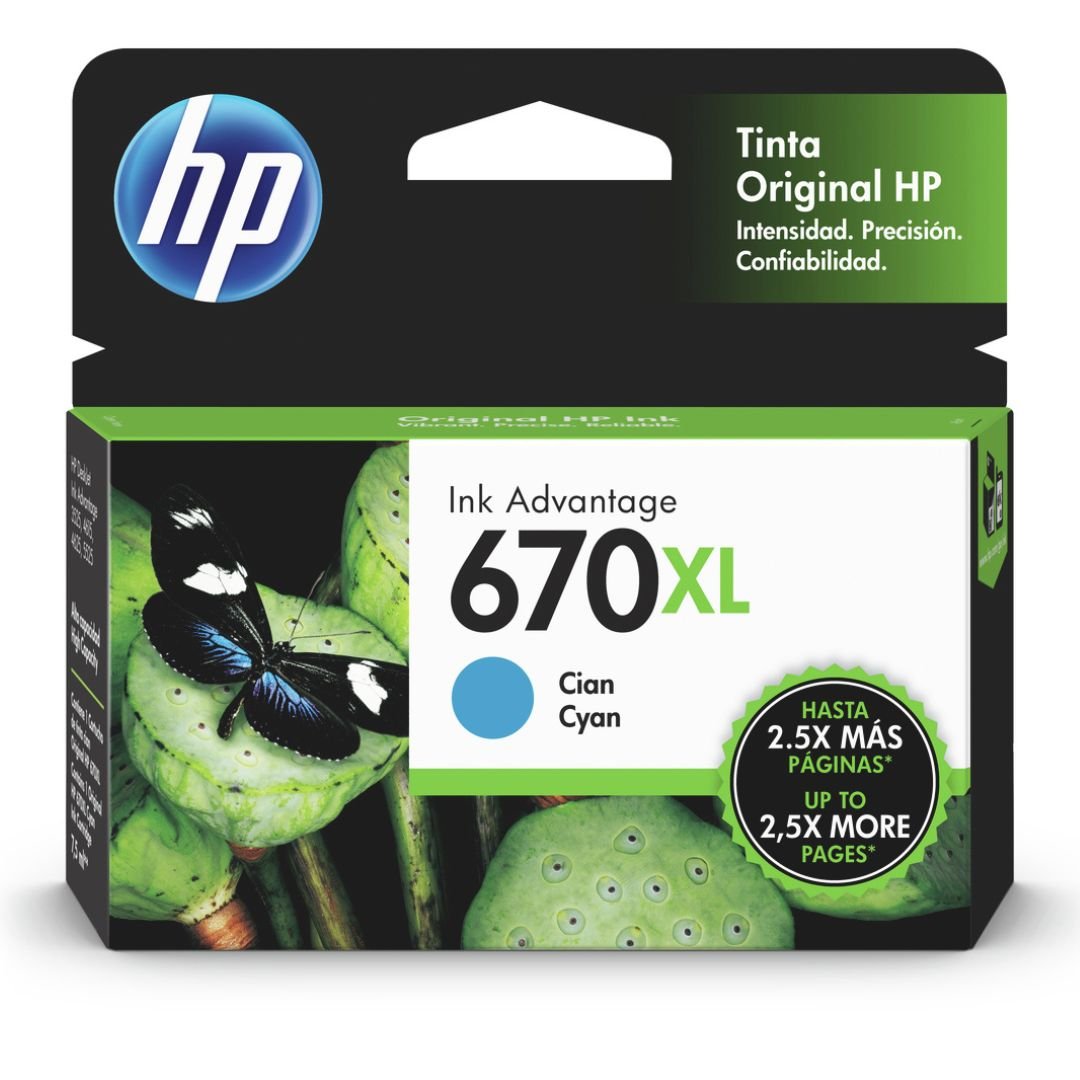 Tinta HP 670 XL-CYAN-Alto Rendimiento | DeskJet Ink Advantage 3525 | 4615 | 4625 |5525 - Panamá