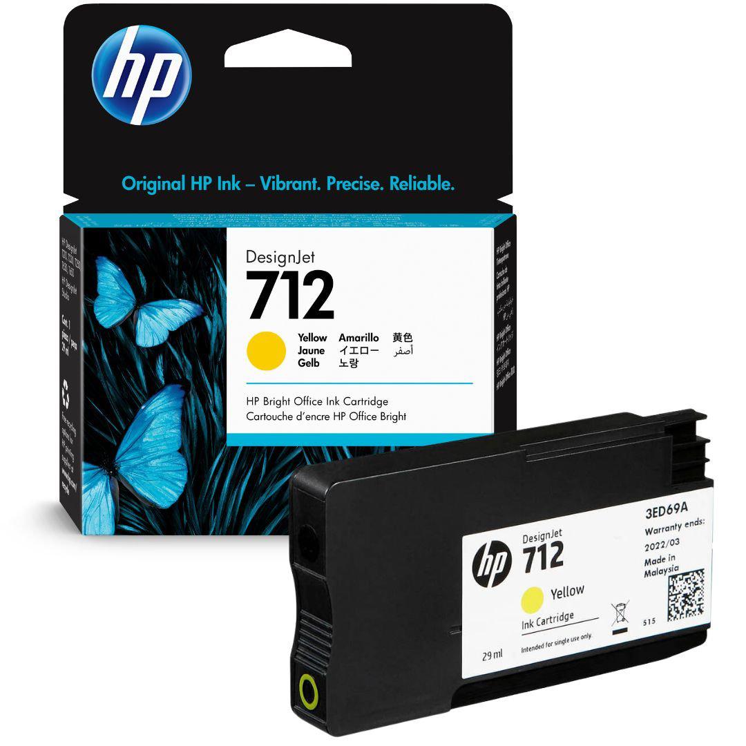 Tinta HP 712 Amarillo - 3ED69A para ploter | DesignJet T210 / T230 / T250 / T630 / T650 | 29 ml - Panamá