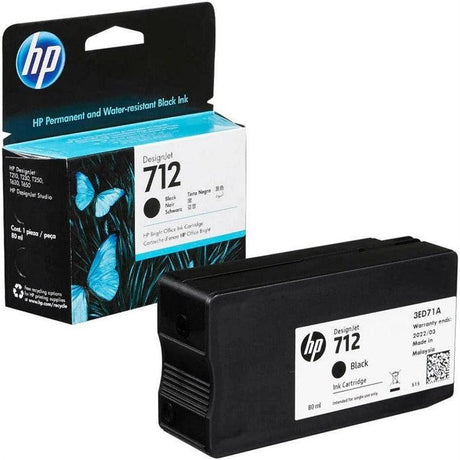 Tinta HP 712 Negro - 3ED71A Alto Rendimiento | DesignJet T210/T230/T250/T630/T650 | 80 ml - Panamá